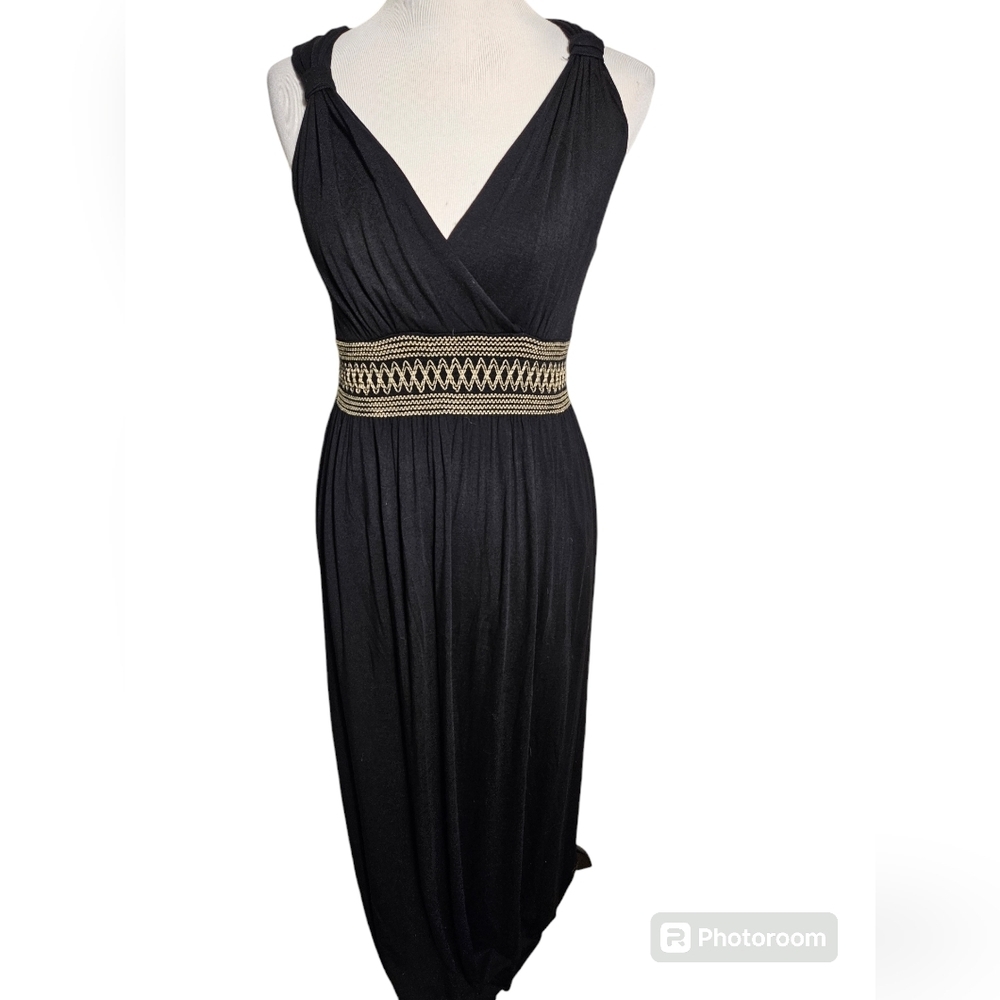 Soma Black Maxi Dress with Gold Accents